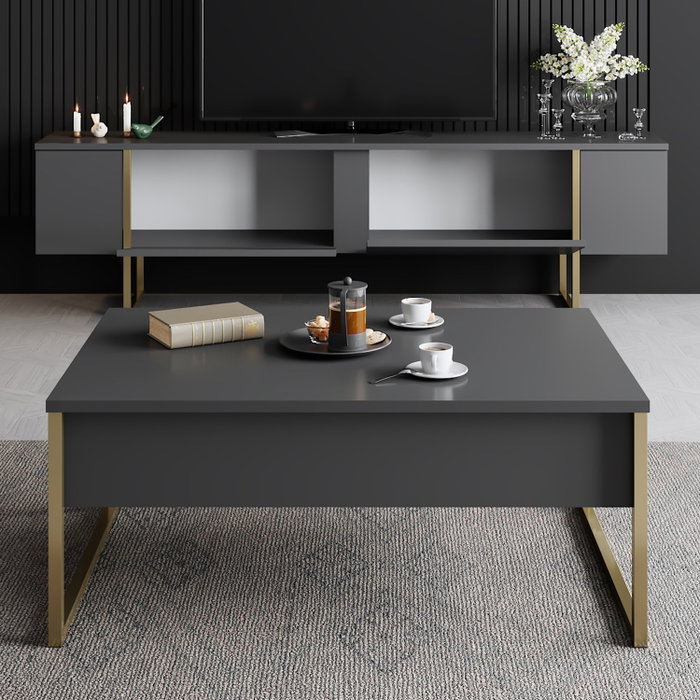 Hanah Home Soporte de TV Luxe - Antracita y Oro